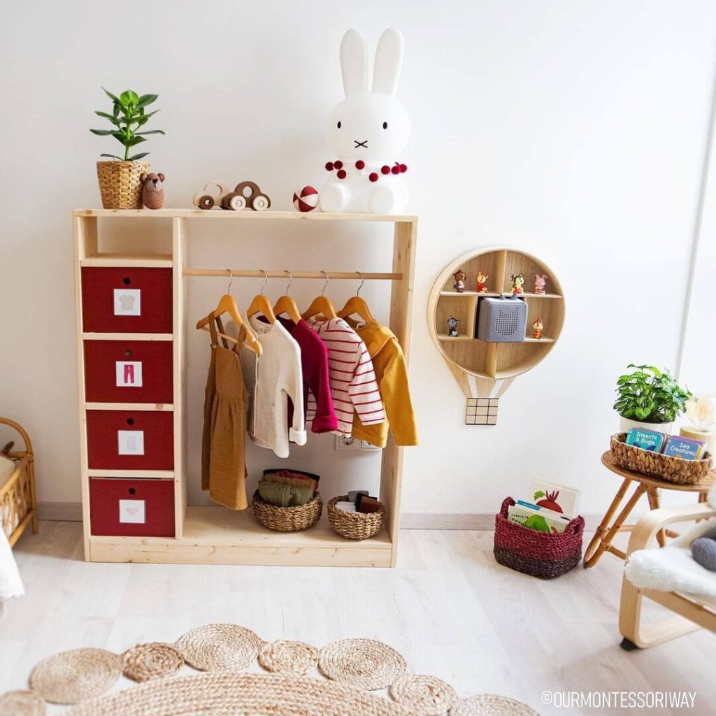 montessori nursery room furniture child height wardrobe
