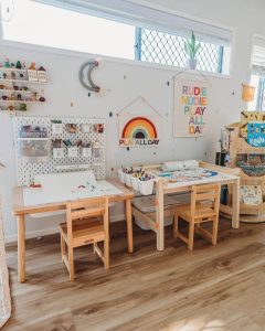 Montessori IKEA art childrens table setup