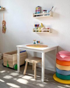 Montessori ikea flisat storage on wheels playroom