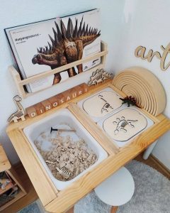 montessori ikea flisat dinosaur sensory table