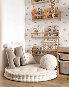 montessori ikea flisat wall storage books corner